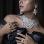 Aadinatham Royal Diamond-Inspired Bridal Choker Set with Jhumka Earrings